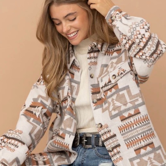 Blue B Aztec Western Shacket - Size L - Picture 3 of 10